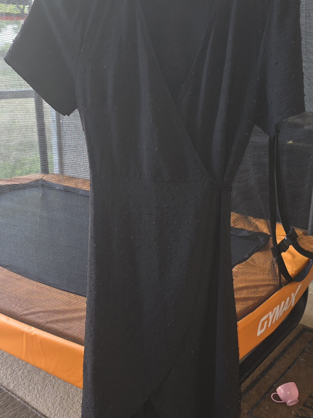 Black Textured Wrap-Style Dress